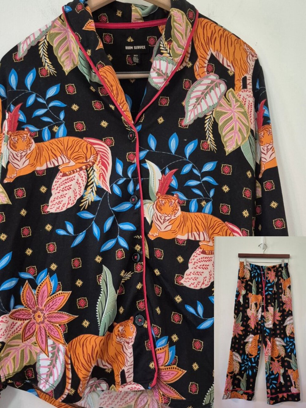 Room Service S Tiger‎ Animal Print L/S Pajama Set Dopamine Junglecore Eclectic